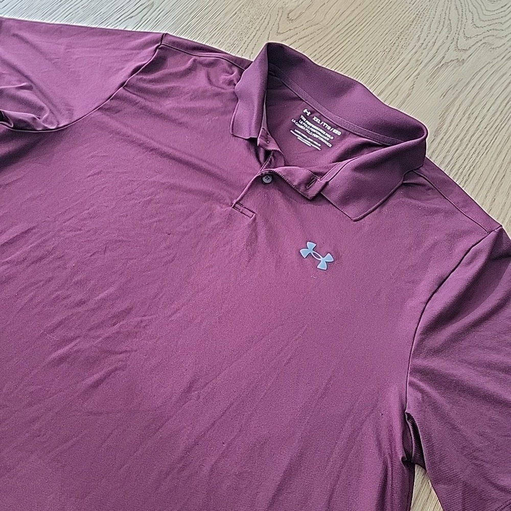 Under Armour Performance Polo Shirt Men's XXL Burgundy Golf Loose Stretch Casual